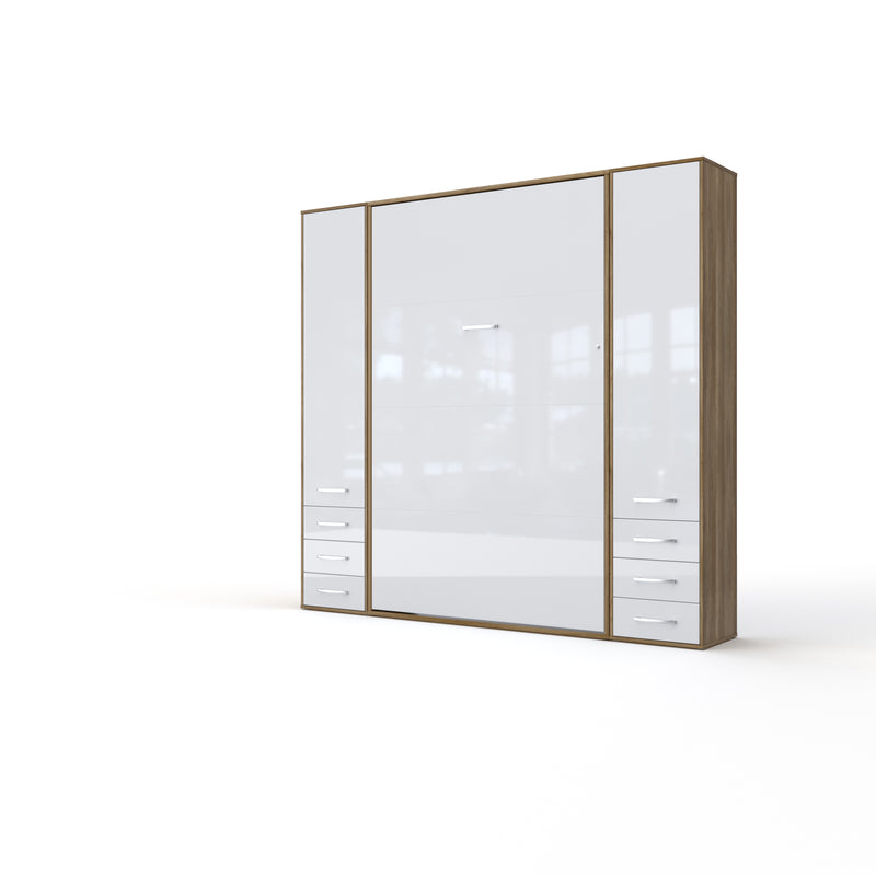 Invento Vertical Wall Bed, European Full XL Size with 2 cabinets