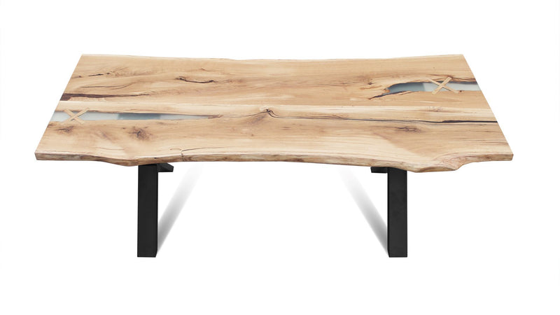 BANUR-110 Solid Wood Dining Table with Black metal legs