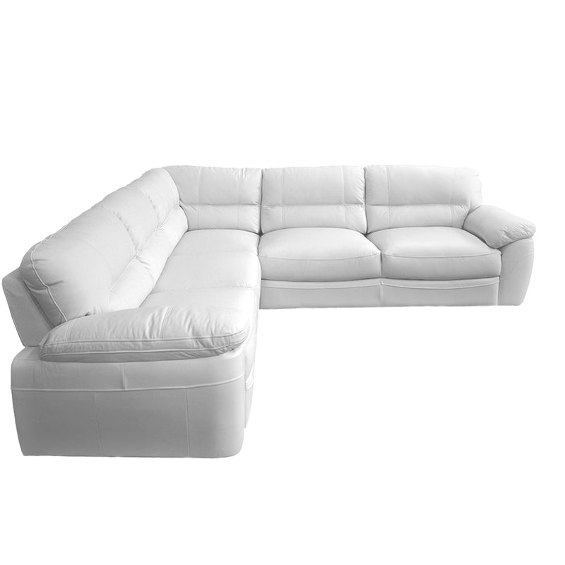 Sleeper Natural white leather Sectional BALTICA with storage, Left