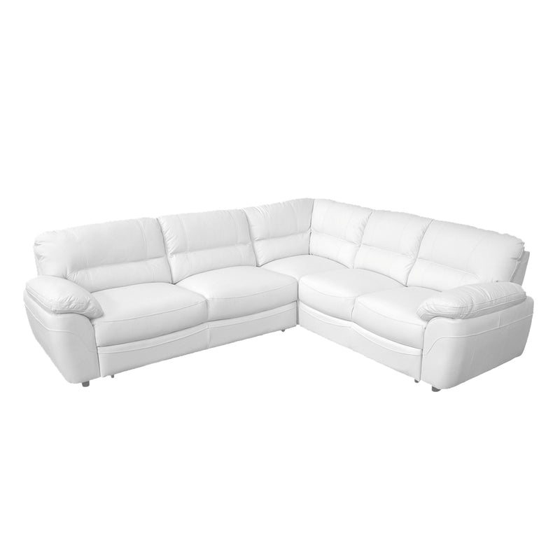 Sleeper Natural white leather Sectional BALTICA with storage, Left