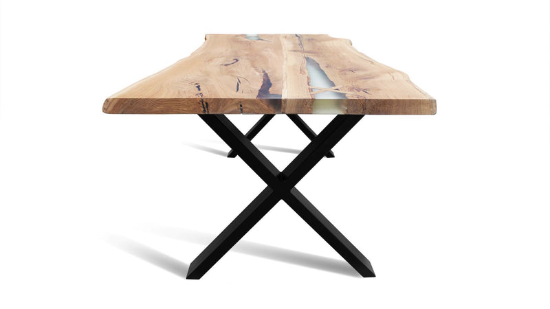 BANUR-110 Solid Wood Dining Table with Black metal legs