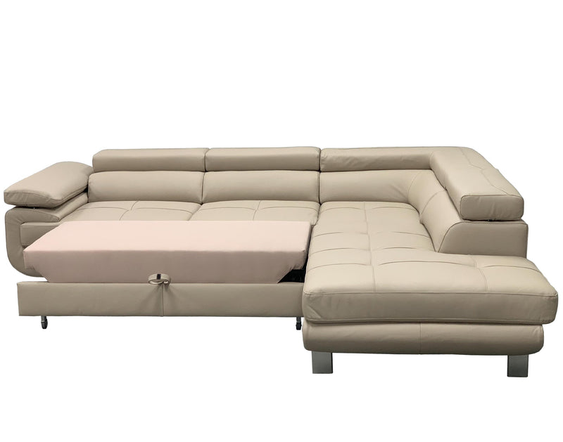 LOTUS Leather Sectional Sleeper Sofa, Right Corner