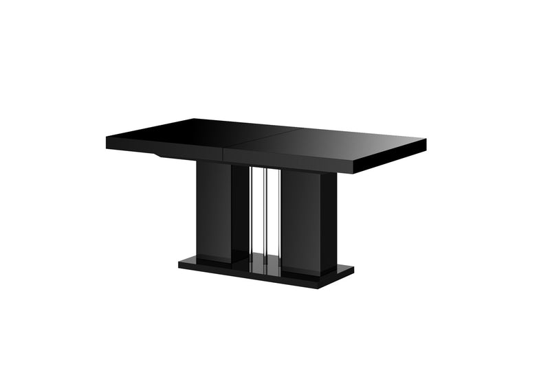 Dining Set NOSSA 7 pcs. black modern glossy Dining Table with 2 self-starting leaves plus 6 chairs