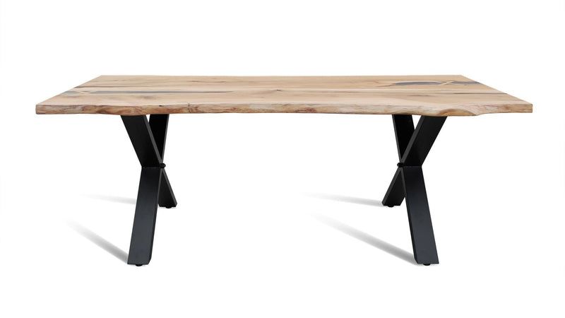 BANUR-110 Solid Wood Dining Table with Black metal legs